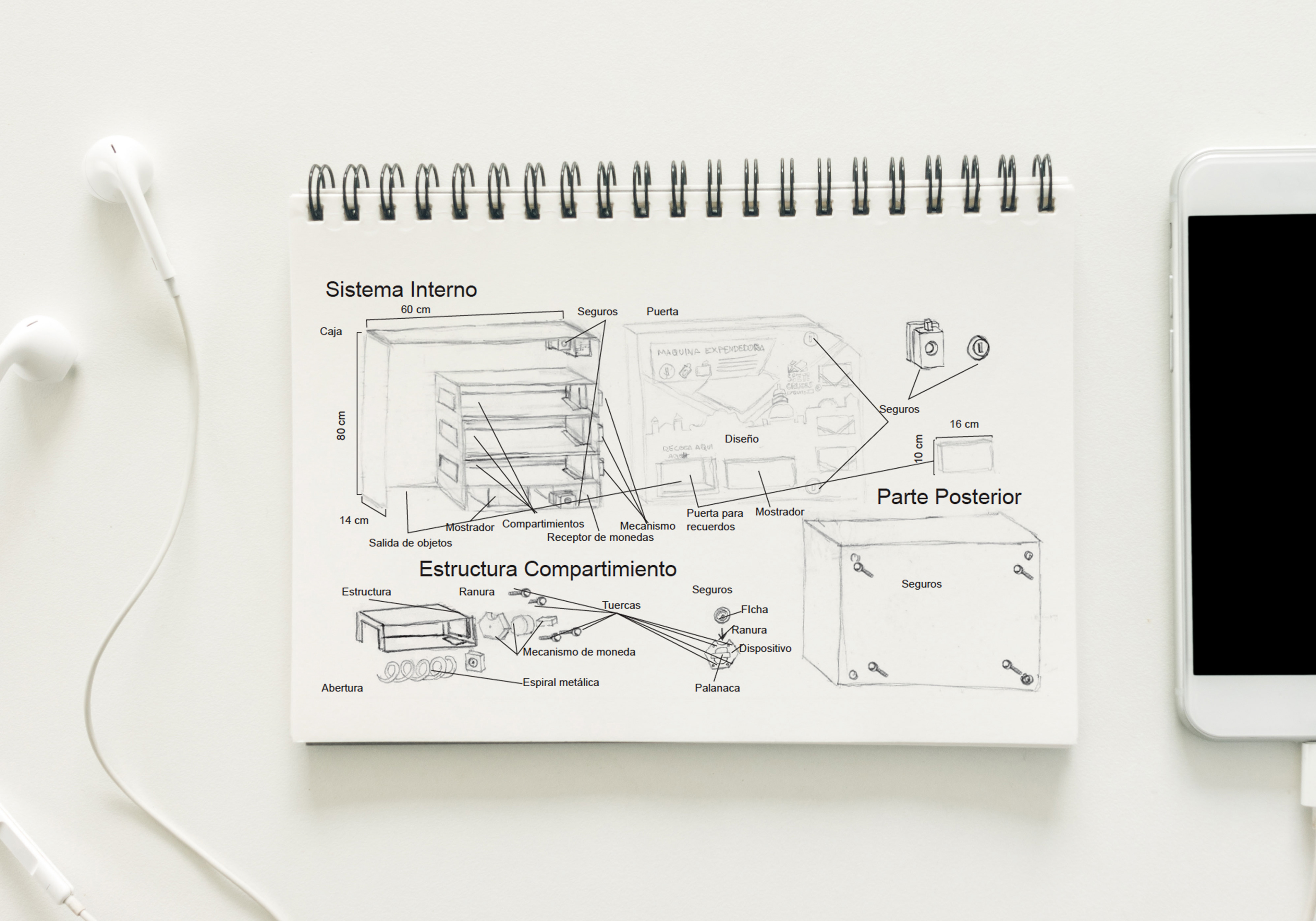Boceto y funcionamiento de máquina dispensadora